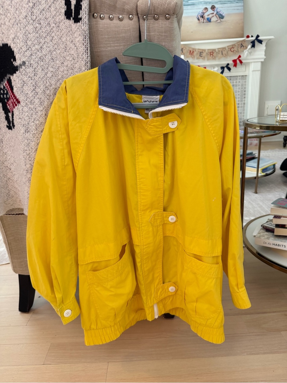 1980’s Vintage Koret brand Navy and Yellow Waterproof rain jacket